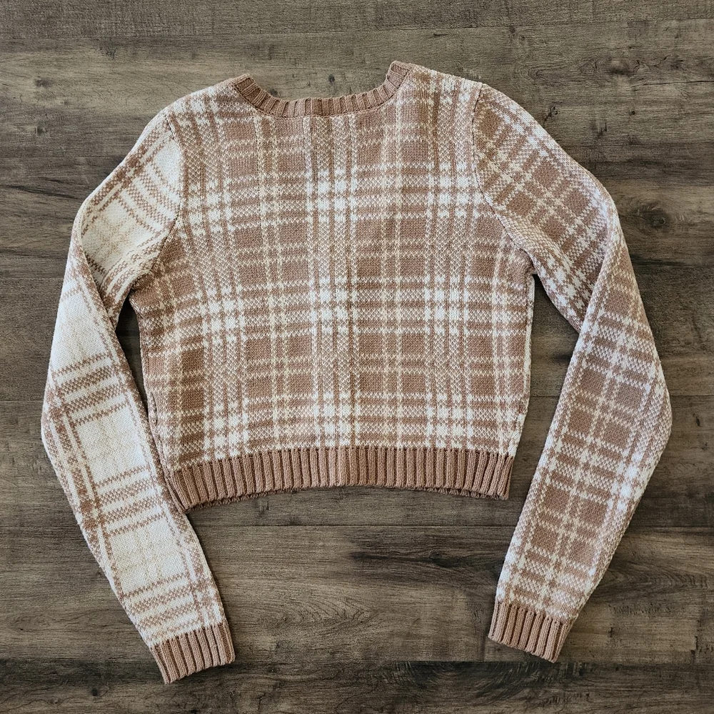 Hollister Cropped Plaid Cardigan Sweater Women's Medium - Picture 12 of 16